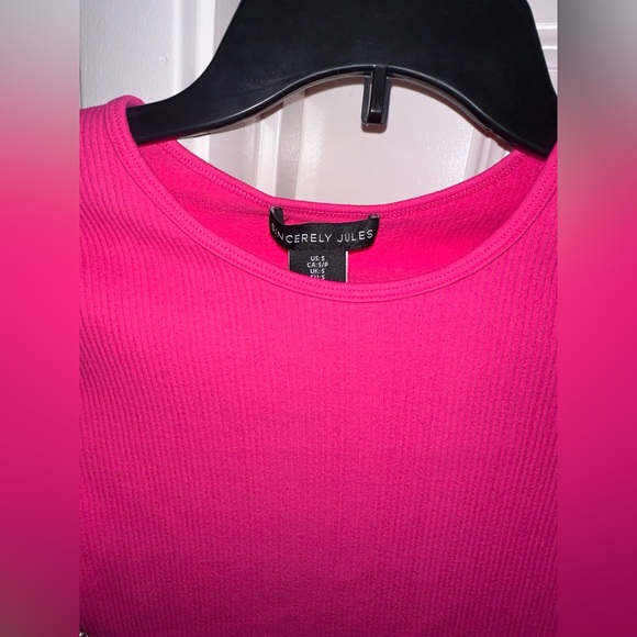 top Sexy hot pink diamond rhinestone dazzling crop blouse size small - Picture 4 of 4